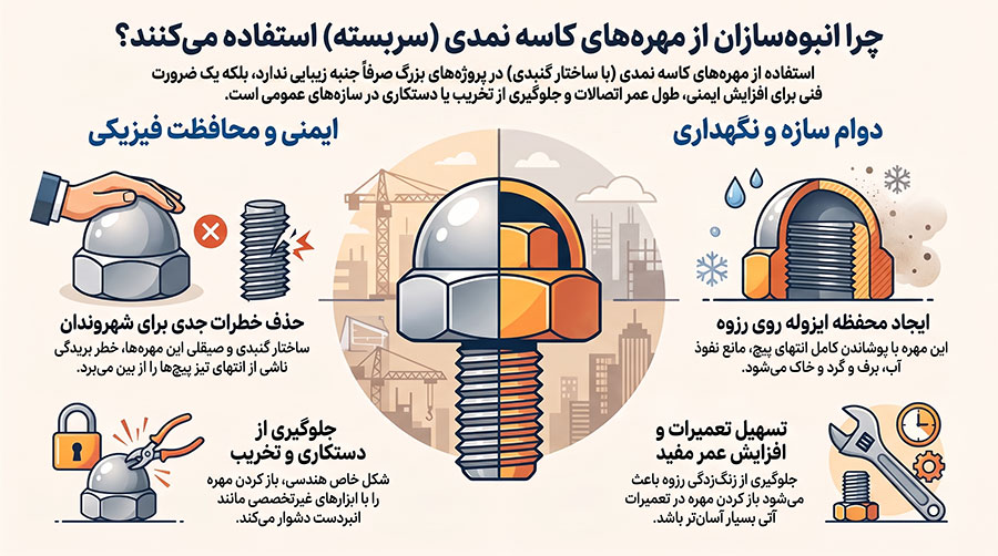 چرا انبوه‌سازان از مهره کاسه نمدی استفاده می‌کنند؟