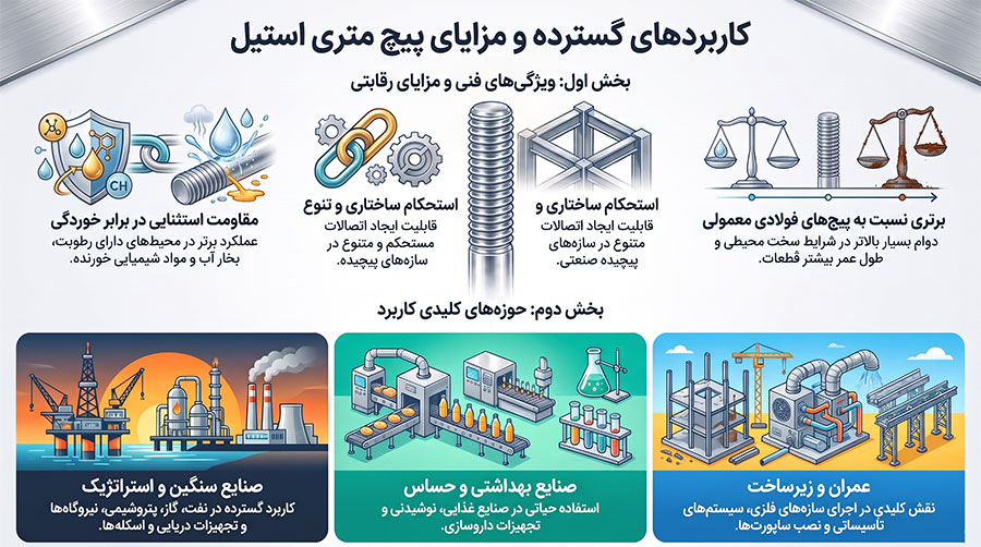 کاربردهای پیچ متری استیل