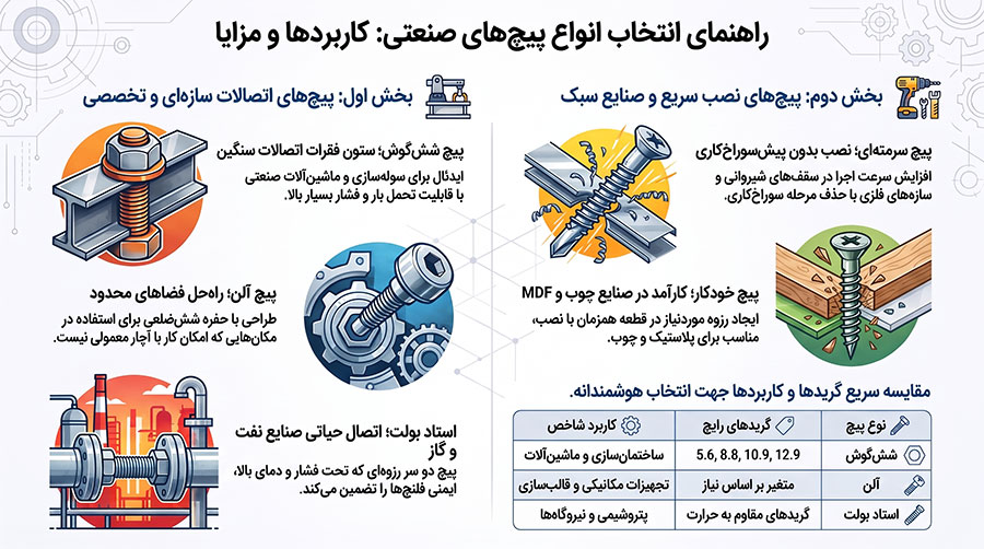 انواع پیچ تولیدی
