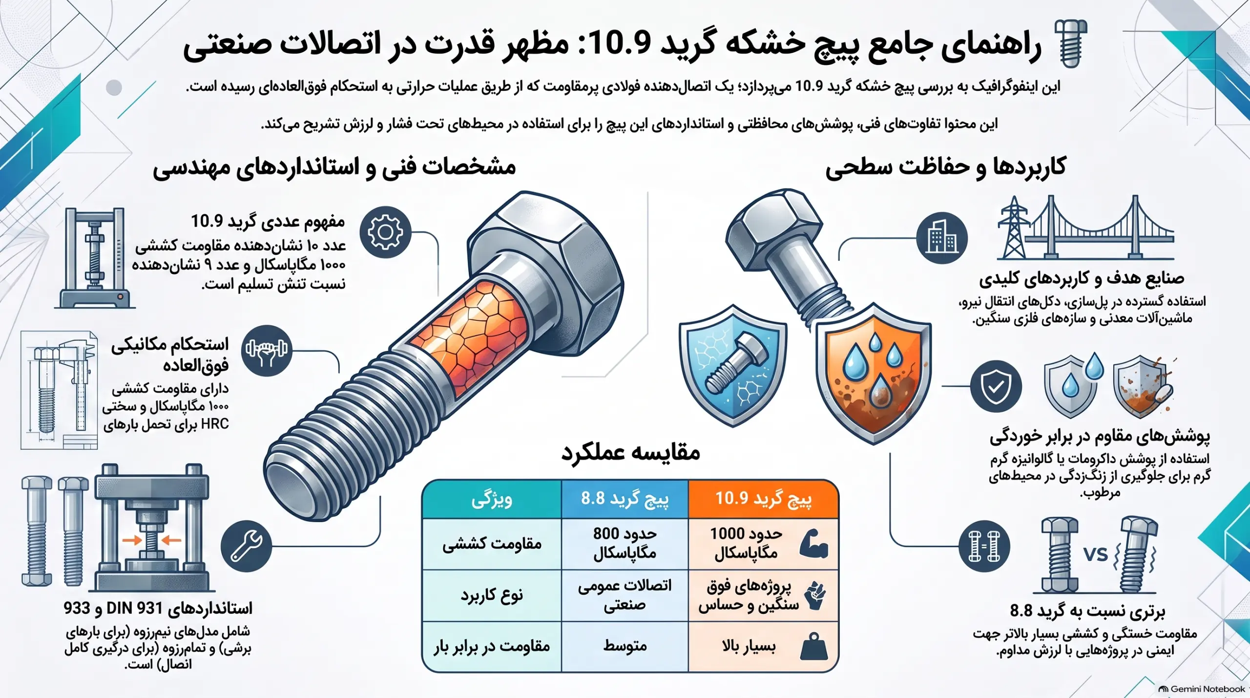 خرید پیچ خشکه گرید 10.9