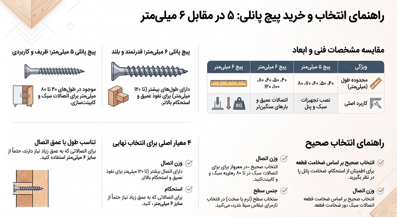 خرید پیچ پانلی در قطرهای ۵ و ۶ میلی‌متر