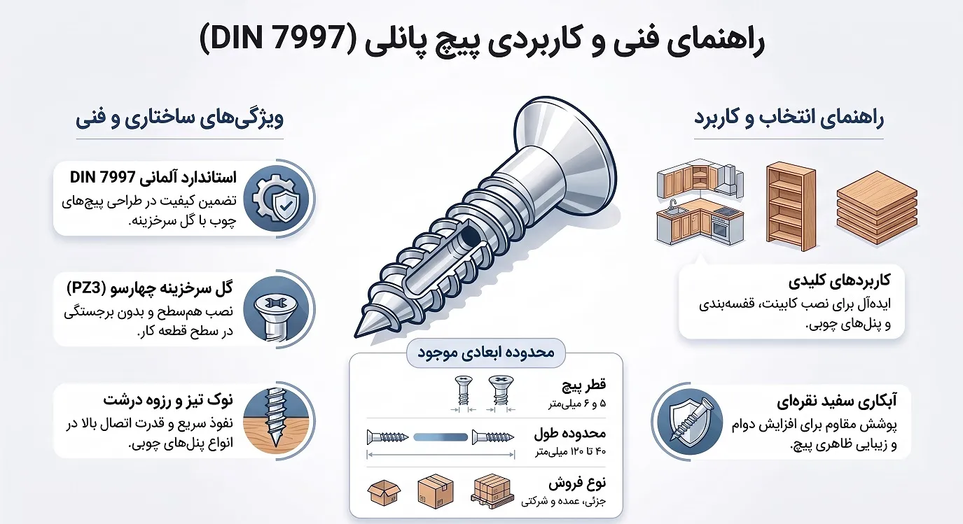 ویژگی های فنی پیچ پانلی